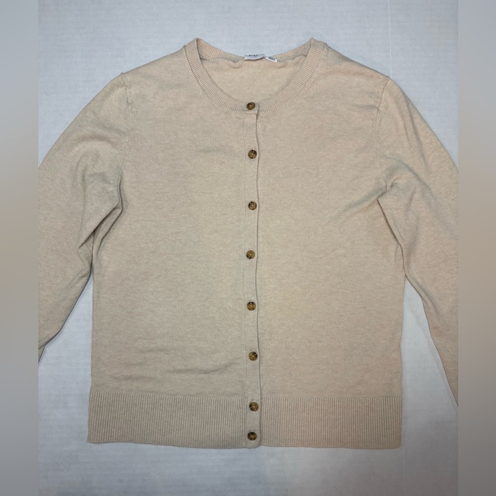GAP Crewneck Cardigan Long Sleeve Light Oat Heather Size S - Picture 4 of 14